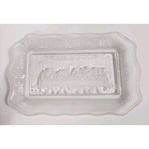 Vintage Tiara Indiaba Glass, The Lord's Last Supper  Tray Grape Trim Plate